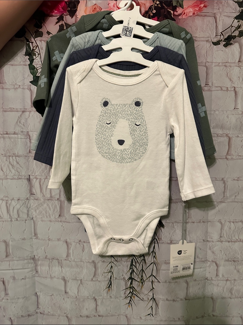 cloud island Cream Bear Graphic Long-Sleeve One-Piece